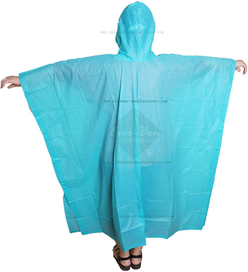 003 Blue PVC Rain Cape Poncho for women